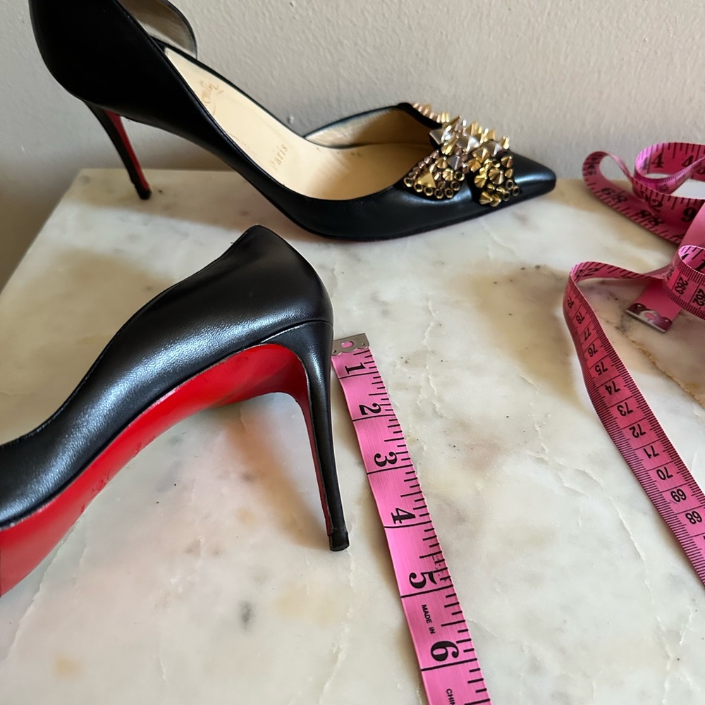 Chic Black Heels with Red Soles and Gold Studs